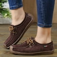 thumbnail image 3 of Vintage Penny Loafers Casual Shoes for Women Comfort Protective Toe Suede Lace up Walking Flats Wide Feet Boat Loafers, 3 of 5