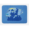 thumbnail image 1 of Pop-Art Bath Mat, Domestic Labrador Retriever Dog Portrait Layout on Striped Background, Plush Bathroom Decor Mat with Non Slip Backing, 29.5" X 17.5", Pastel Yellow Pale Blue, by Ambesonne, 1 of 2