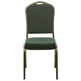 thumbnail image 6 of BizChair 4 Pack Crown Back Stacking Banquet Chair in Green Patterned Fabric - Gold Vein Frame, 6 of 7