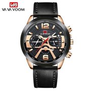 VAVA VOOM Pilot Calendar Quartz Men Wristwatch Chronograph Fashion Casual Watch Brand Aircraft Sports Military Army Brown Leather Watches