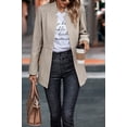 thumbnail image 3 of NAYTOAO Women Stand Collar Open Front Long Sleeve Lined Wool Blend Coat Casual Outerwear, 3 of 6