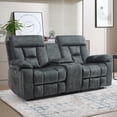 thumbnail image 3 of Bonzy Home Reclining Loveseat 2-Seat Manual Recliner Sofa with Hidden Armrest Cup Holders, Breathable Fabric, Grayish Green, 3 of 7
