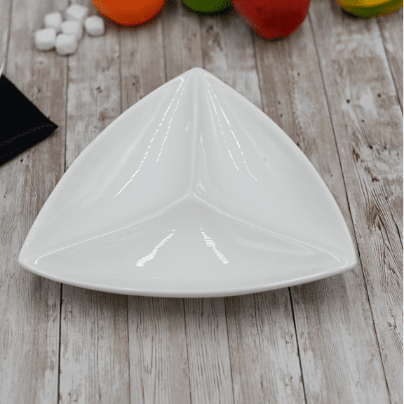 WILMAX FINE PORCELAIN SET OF DIVIDED TRIANGULAR DISHES (9.5" / SET OF 3)