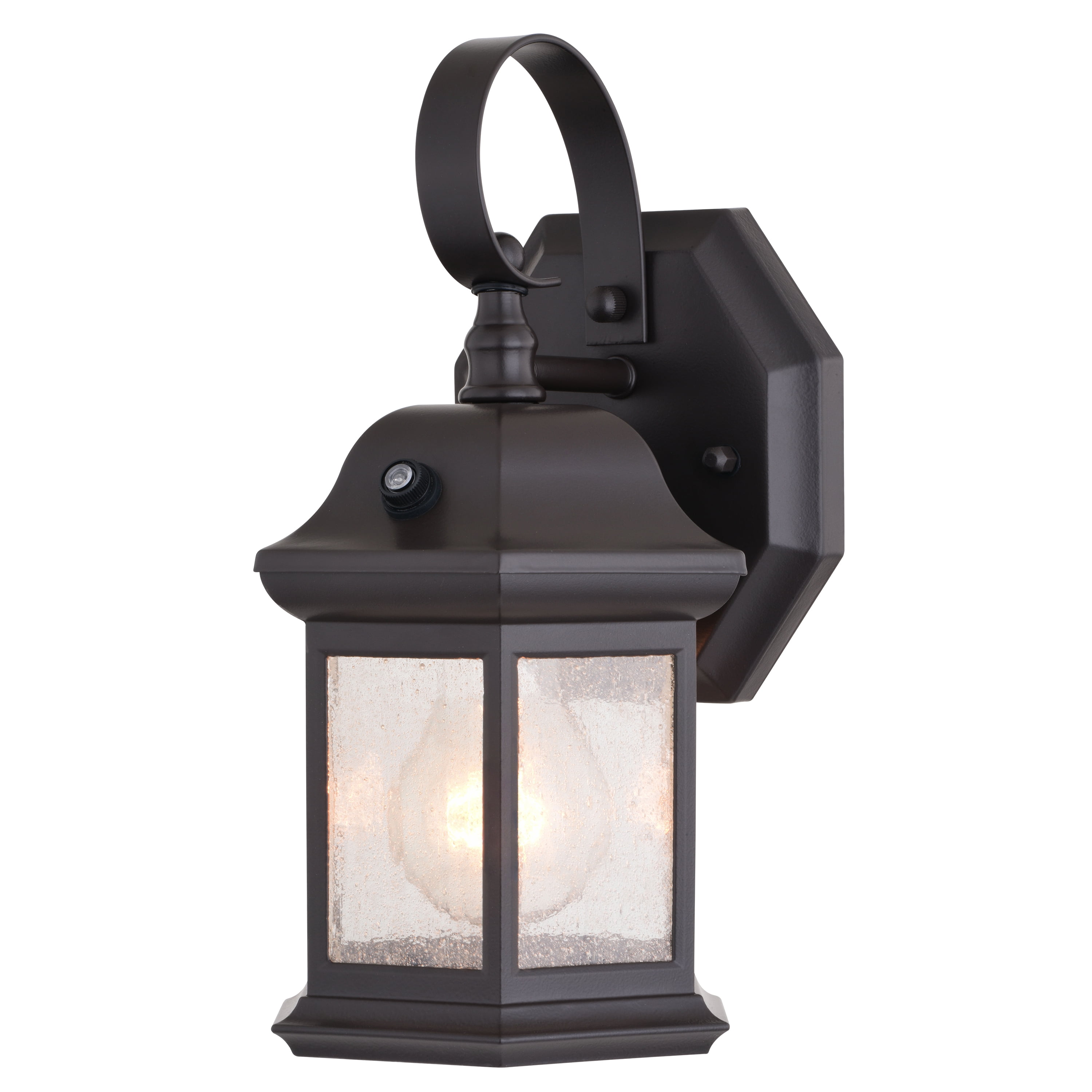 Wellington Aluminum 6-in. 1 Light Dusk to Dawn Medium Bronze Outdoor Wall Lantern Clear Glass