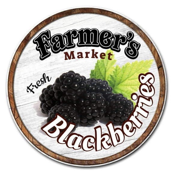 SignMission Corrugated Plastic Sign With Stakes 24" Circular - Farmer's Market Blackberries | Coroplast Yard Sign With Stake |  Made in the USA
