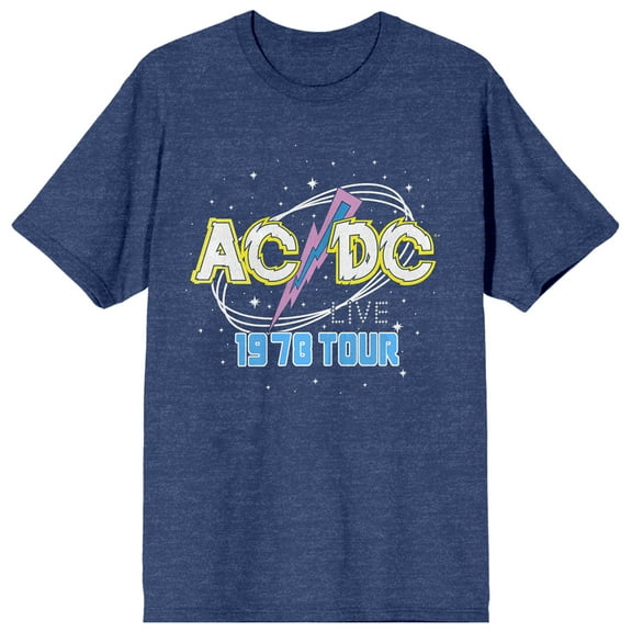 ACDC Live 1978 Tour Crew Neck Short Sleeve Navy Heather Women's T-shirt-Small