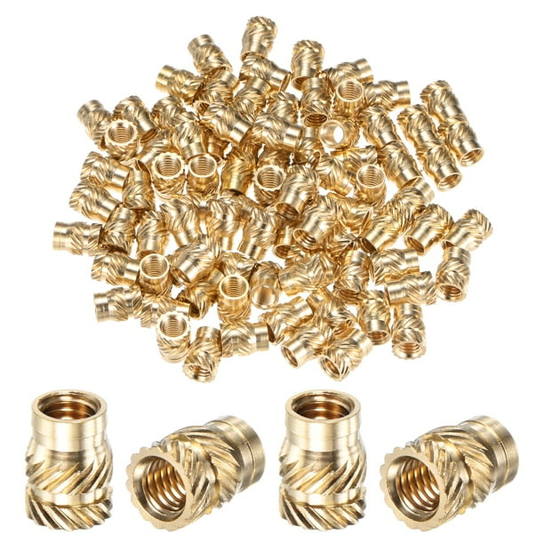 Uxcell Kit de Asortimiento de Tuercas de Insertos Roscados de Latón M5 x 9.5mm x 7mm, Paquete de 70 para Componentes de Plástico/DIY Impresión 3D