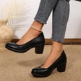 thumbnail image 7 of Pennysue Women's Low Chunky Heel Pumps Black Closed Toe Shoes 8M, 7 of 7