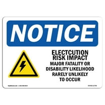 OSHA Notice Signs - Electrocution Risk Impact Major Sign With Symbol  | Extremely Durable Made in the USA Signs or Heavy Duty Vinyl label | Protect Your Warehouse & Business