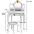 thumbnail image 5 of Twister.CK Kids Vanity, Girls Vanity Table with Mirror,Stool,Tri-Folding Mirror& Drawer, 2 in 1 Wooden Princess Makeup Desk Dressing Table, Toddler Vanity,Pretend Play Vanity Set for Kids, 5 of 5