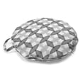 thumbnail image 1 of Geometric Round Floor Cushion with Handle, Modernistic Abstract Grid with Nested Rhombuses in Greyscale Layout, Pillow for Living Room & Dorms, 18" Round, Charcoal Grey and White, by Ambesonne, 1 of 4