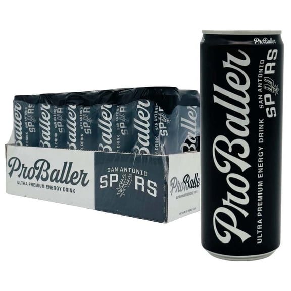 ProBaller Ultra Premium Energy Drink – SPURS Edition - NSF SPORT CERTIFIED- Natural Clean Energy with Biotin, Electrolytes, Essential B-Vitamins - B12 (Methylcobalamin)   more. 12 fl oz (pack of 15)