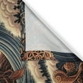 thumbnail image 3 of Ambesonne Earthy Boho Kitchen Curtains, Gothic Woods Waves Sun, 55"x39", Dark Slate Blue Cinnamon, 3 of 3