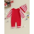 thumbnail image 4 of Newborn Baby My First Christmas Outfit Boy Girl 3 6 12 18 Months Santa Claus Long Sleeve Jumpsuit Romper with Hat 2Pcs Clothes Set, 4 of 7