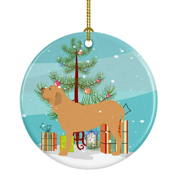 "Caroline's Treasures Fila Brasileiro Merry Christmas Tree Ceramic Ornament, Multicolor"