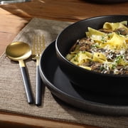 Gibson Soho Lounge Pasco 16 Piece (Service for 4) Plates and Bowls Double Bowl Reactive Glaze Dishes Stoneware Ceramic Dinnerware Set - Black