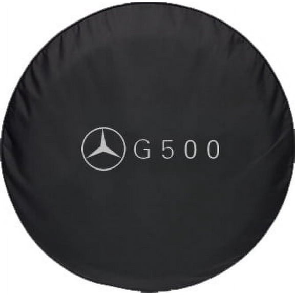 BR-BENZ-35-G-500 Brawny Benz - 35-in - Silver Mercedes G-500 Print with black trim - US Made SpareCover® - Brawny Series - Heavy Vinyl Denim Texture - High Endurance Spare Tire Cover