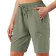 thumbnail image 2 of Running Shorts for Women Quick Dry Hiking Cargo Shorts Lightweight Stretch Active Golf Athletic Short Zipper Pockets Dark Green XL, 2 of 5