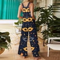 thumbnail image 6 of Fgvctg Womens Mardi Gras Jumpsuits Wide Leg Pant Dressy Overalls Mask Graphic Sleeveless Carnival Party Spaghetti Straps Jumpsuit Romper Bib Overalls Oversized Sprimg Pants With Pockets Dark Blue M, 6 of 6