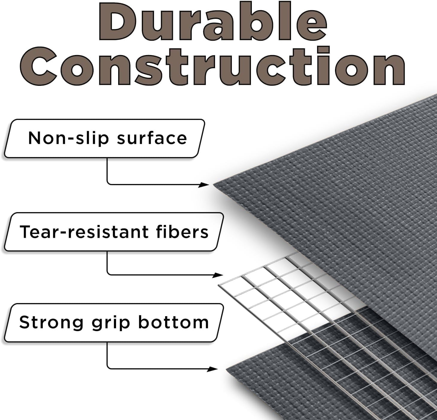 Grippety Slip-Resistant Floor Mat Roll & Yoga Mat – 25ft x 24" x 5mm – Cut-to-Fit Hallway Runner, Kitchen Mat, Drawer Liner, Shelf Liner, Bench Mat, Washable Pet Crate Pad, Cabinet Liner – Charcoal