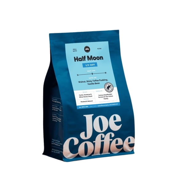 Half Moon Half Caff - Roasted by Joe Coffee Company - Whole Bean Coffee - 12oz Bag