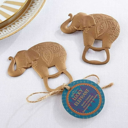 Kate Aspen Lucky Golden Elephant Bottle Opener - Set of 6 - Guest Gift, Party Favor or Decorations for Weddings, Bridal Showers, Baby Showers & More