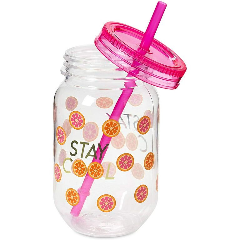 Fun Mason Jar Plastic Cup: Large Break Resistant, Bpa Free To-Go Mug With  Lid And Handle - Perfect As Party Cups, Kids Travel Cups, Wedding Party Cups  