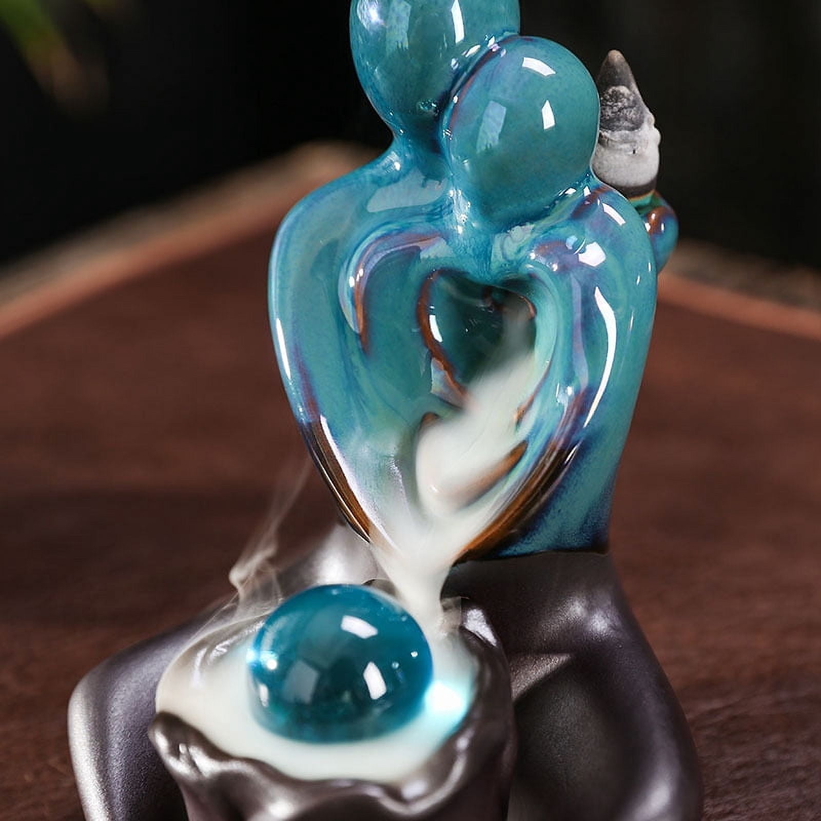 Couple Hug Love Statue Waterfall Incense Burner Handicraft Smoke Incense Holder Ornament for Yoga Room Decor,Valentine's Day Gift