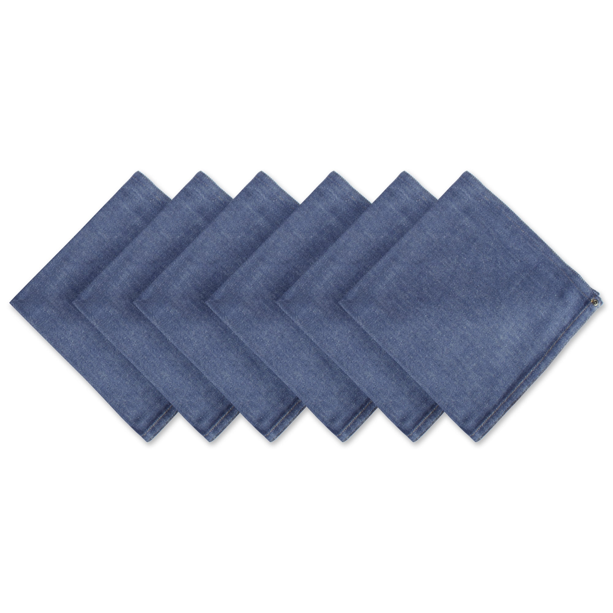CC Home Furnishings Set of 6 Denim Blue Embroidered Jeans Napkins 20