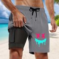 thumbnail image 2 of Shorts Men Swim Trunks Compresssion Liner Inseam Board Shorts Bathing Suit With Pockets Shorts Men Athletic Grey L, 2 of 4