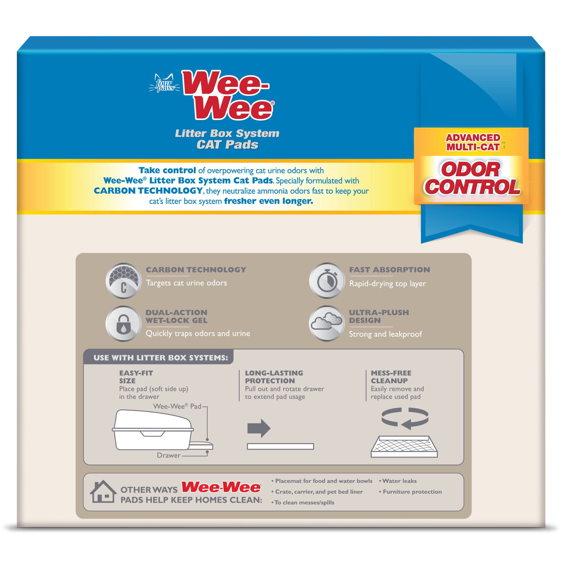Four Paws Wee-Wee Cat Litter Box System Pads 11" x 17" (30 Count)