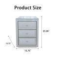 thumbnail image 5 of 3-Drawer Mirrored Nightstand Bedside Table with Glass Top and Silver Finish for Bedroom Storage and Elegant Decor, 5 of 6