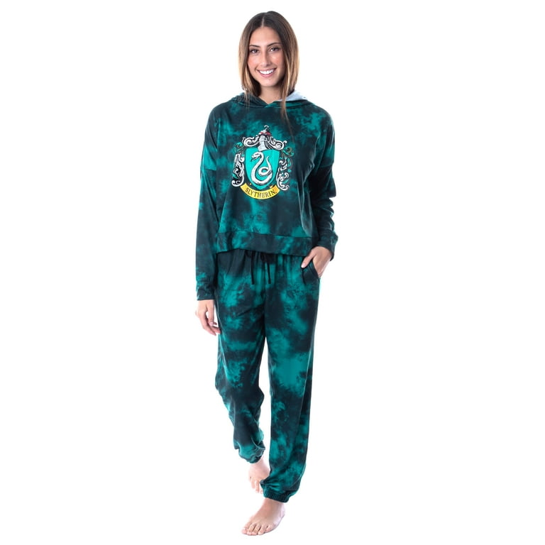Harry Potter Womens Hogwarts Houses Tie Dye Hooded Jogger Set Slytherin M