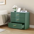 thumbnail image 3 of Wirrytor 3 Drawer Fluted Bedroom Dresser with Curved Sides, Modern Chest of Drawers, Wood Closet Storage Organizer for Living Room Hallway, Green, 3 of 13