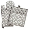 thumbnail image 1 of DII Cotton Lattice Oven Mitt 13 x 7" and Pot Holder 9 x 8" Kitchen Gift Set, Machine Washable and Heat Resistant for Cooking & Baking-Gray, 1 of 1