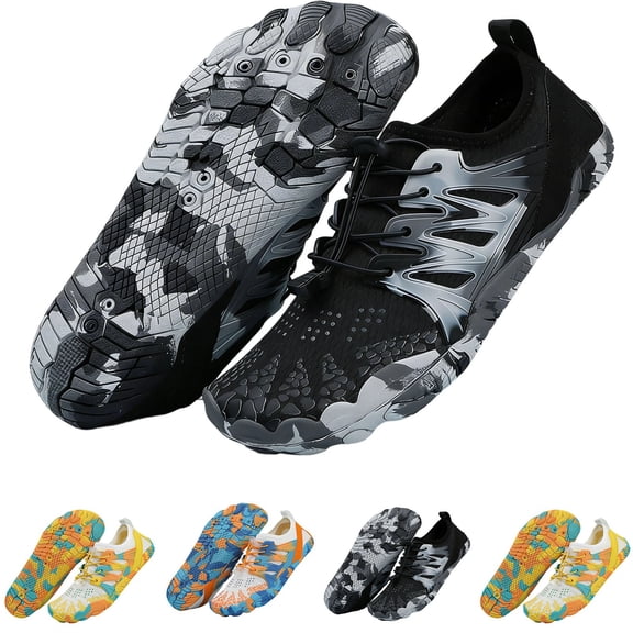 SGFCWSX Men Casual Water Shoes 10,Printed Quick-Dry Non-Slip Lightweight Athletic Shoes Black