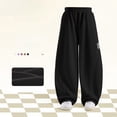 thumbnail image 7 of Gubotare Kids Sweatpants Baggy Girl's Print Baggy Sweatpants Elastic Waist Wide Leg Track Pants Trousers Joggers Size 8-10 (Black,8-10 Years), 7 of 7