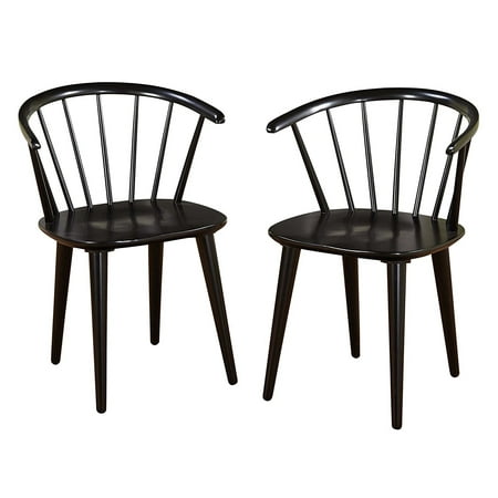 Target Marketing Systems Set Of 2 Florence Dining Chairs With Low Windsor Spindle Back Set Of 2 Black