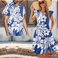 thumbnail image 3 of Yuyamidu Matching Hawaiian Outfits for Couples Hibiscus Dress Women Dresses Summer Shirts for Men Casual Wedding Guest Dress Polynesian Mens Button Up Shirts Short Sleeve Shirt Blue, Size 6XL, 3 of 6