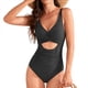 thumbnail image 2 of Trajes de Baño de una Pieza para Mujer, con Control de Abdomen, Corte Alto, Espalda Cruzada y Lazo. Negro M, 2 of 8