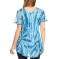 thumbnail image 2 of Sakkas Marzia Women's Loose Fit Short Sleeve Casual Tie Dye Batik Blouse Top Tunic - 19211-Teal - One Size, 2 of 5
