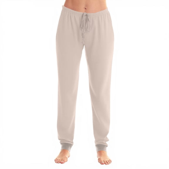 Women Winter Soild Color Pants Full Length Long Trousers Sports Pants with Print and Cuff with Pockets for Warm and Casual Wear,Beige,XL