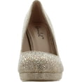 thumbnail image 3 of Bonnibel Olga-6 Round Toe Glitter Mesh Rhinestone Studded Low Platform Pump Heels, 3 of 4