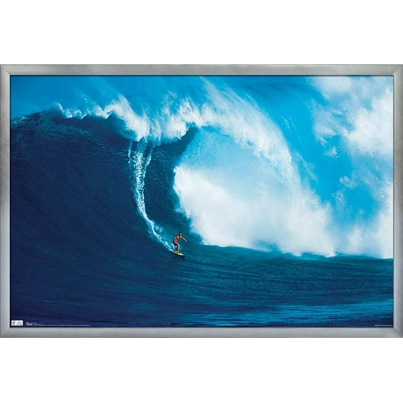 Big Wave Surfer Wall Poster, 22.375" x 34", Framed