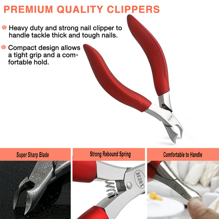 BEZOX Toenail Clippers for Thick Toenail and Ingrown Nails - Thick Finger  Nail Clippers for Seniors - W/Tin Case 
