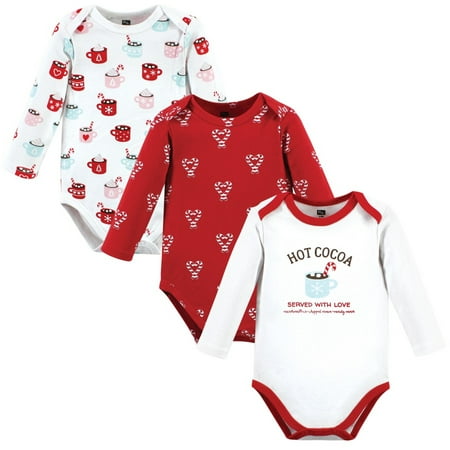 

Hudson Baby Infant Girls Cotton Long-Sleeve Bodysuits Hot Cocoa 0-3 Months