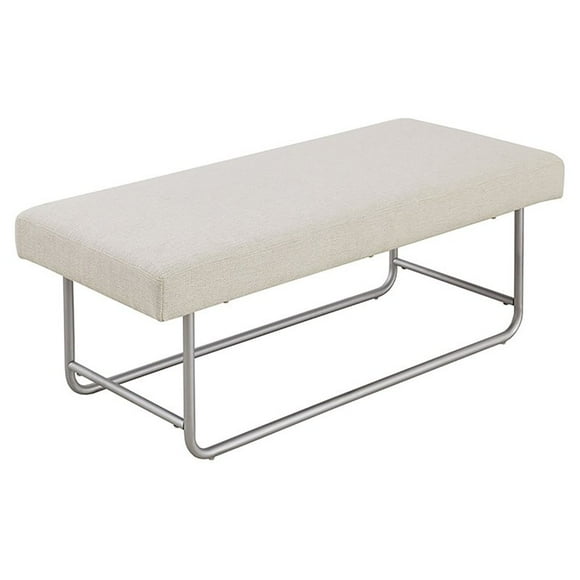 Martha Stewart Eve Solid Wood and Polyester Bench in Ivory/White