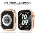 thumbnail image 4 of 4-Pack Hard PC Case with Tempered Glass Screen Protector Compatible with Apple Watch Series 8 Series 7 Bumper Full Coverage iWatch 41mm, Black/Blue/White/Pink-Rose Gold, 4 of 5