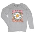 thumbnail image 5 of Better Together Women's Long Sleeve T-shirt Vintage Retro Boho Style 70s Floral Vibe Hippie Peace Love Friendship Bohemian, 5 of 7