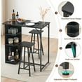 thumbnail image 4 of NEILA Dual-Purpose Bar Table Set - Compact 3-Piece Dining and Work Area with Storage Shelves, Includes 2 Stools for Small Spaces, Black, 4 of 8